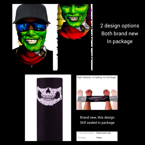 5/25 Green or white skull face Sports Seamless Bandana Sport gator UV Protection - Picture 1 of 11
